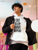 Hoodie à design frontal - Eat - Sleep - Rave - Repeat