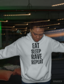 Hoodie à design frontal - Eat - Sleep - Rave - Repeat