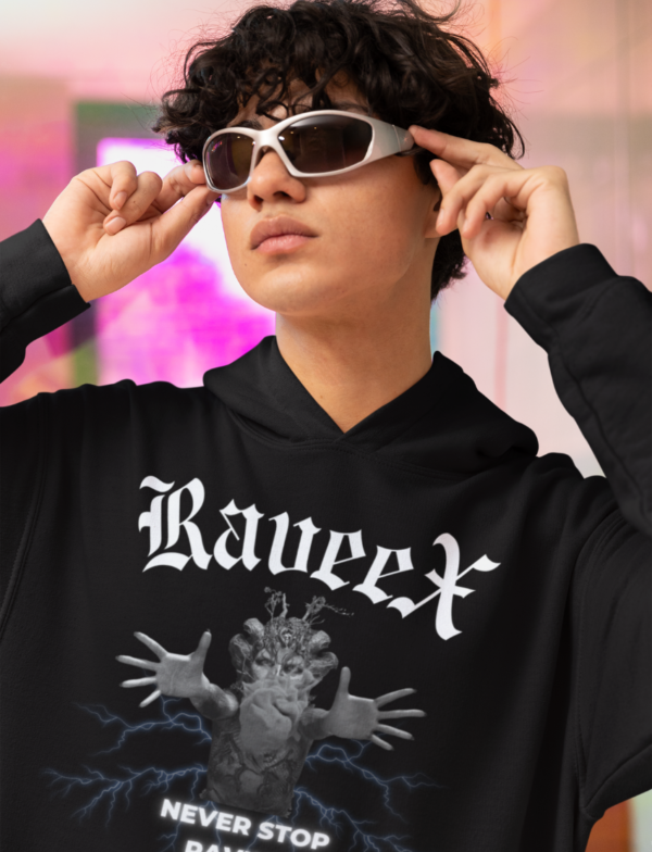 Hoodie à design frontal - Never stop raving - Image 2