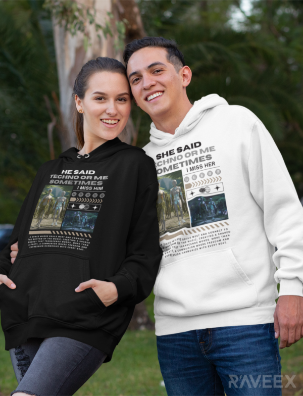 Hoodie à design frontal -She said techno or me sometimes i miss her - Image 4